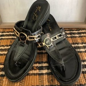 Marc Fisher Black Logo Sandals Size 11
